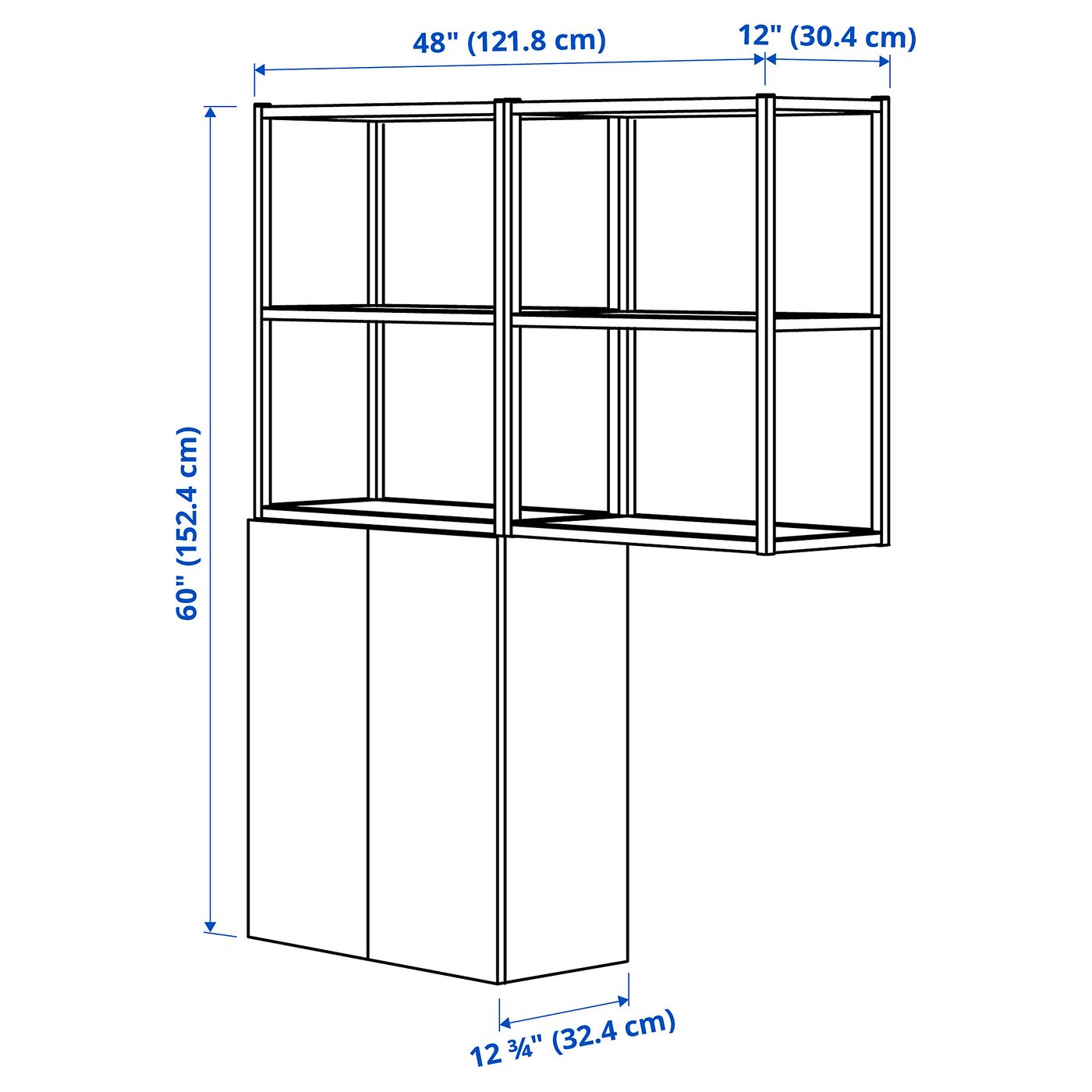 ENHET storage combination, anthracite/white, 48x123/4x60