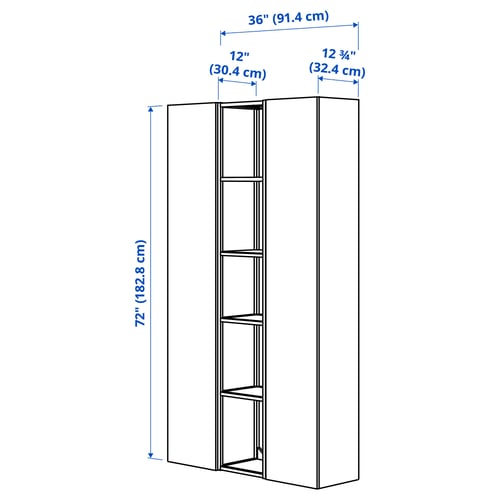 ENHET Storage combination, white, 36x12 3/4x72 "