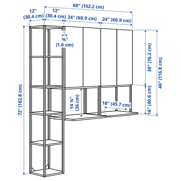 Illustration with measurements for the product: ENHET.