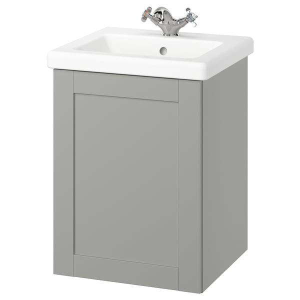 ENHET / TVÄLLEN Bathroom vanity w door/sink/faucet, gray/gray frame, 19 5/8x19 1/8x26 "