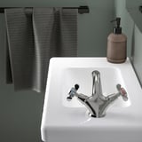ENHET / TVÄLLEN Bathroom vanity w doors/sink/faucet, gray/gray frame, 25 1/2x13 1/8x26 "