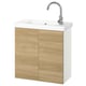 ENHET / TVÄLLEN Bathroom vanity w doors/sink/faucet, white/oak effect, 25 1/2x13 1/8x26 "