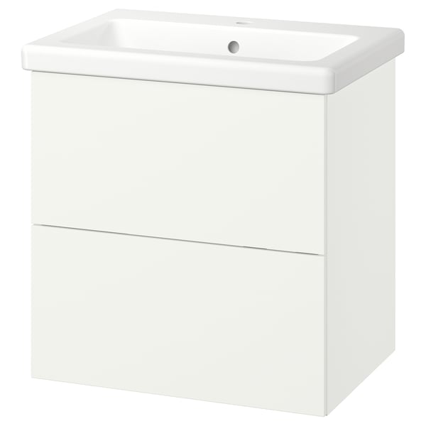 ENHET / TVÄLLEN Bathroom vanity w/ drawers and sink, white, 25 1/2x19 1/8x26 "