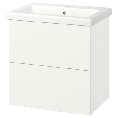 ENHET / TVÄLLEN Bathroom vanity w/ drawers and sink, white, 25 1/2x19 1/8x26 "