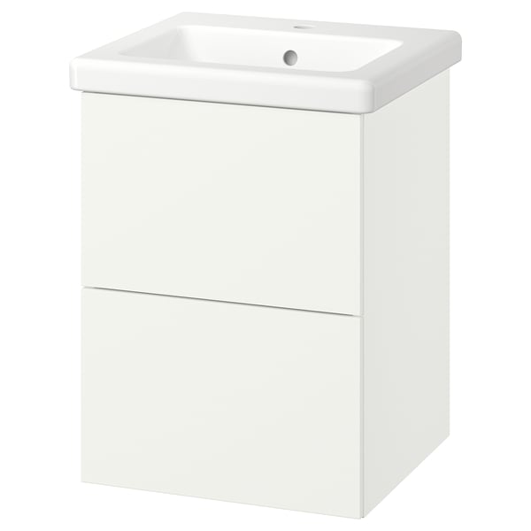 ENHET / TVÄLLEN Bathroom vanity w/ drawers and sink, white, 19 5/8x19 1/8x26 "