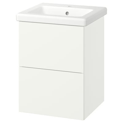 ENHET / TVÄLLEN Bathroom vanity w/ drawers and sink, white, 19 5/8x19 1/8x26 "