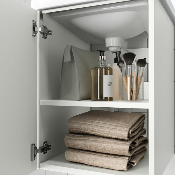 ENHET / TVÄLLEN Bathroom vanity with door and sink, white, 19 5/8x19 1/8x26 "
