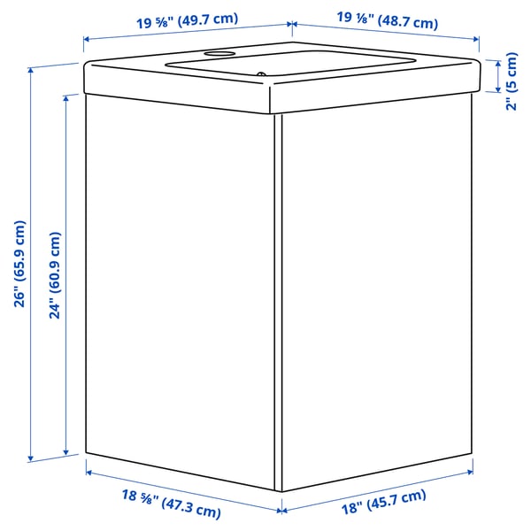 ENHET / TVÄLLEN Bathroom vanity with door and sink, white, 19 5/8x19 1/8x26 "