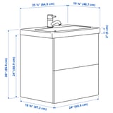 ENHET / TVÄLLEN Bathroom vanity with sink & faucet, gray/gray frame, 25 1/2x19 1/8x26 "