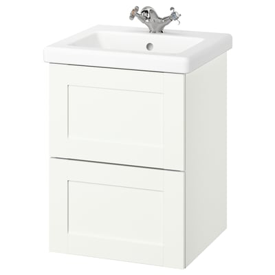 ENHET / TVÄLLEN Bathroom vanity with sink & faucet, white/white frame, 19 5/8x19 1/8x26 "
