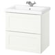 ENHET / TVÄLLEN Bathroom vanity with sink & faucet, white/white frame, 25 1/2x19 1/8x26 "