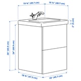 ENHET / TVÄLLEN Bathroom vanity with sink & faucet, white/white frame, 19 5/8x19 1/8x26 "