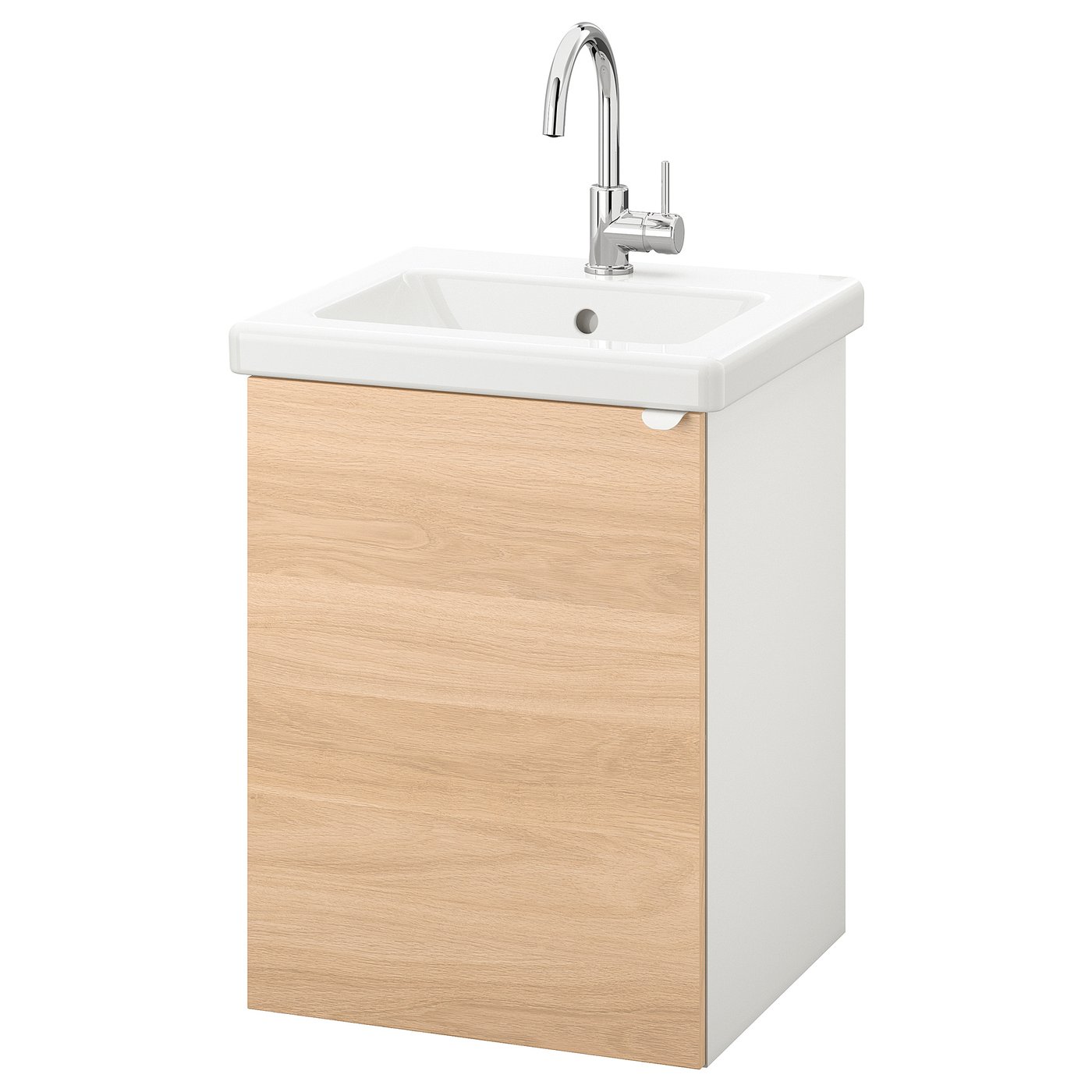 ENHET / TVÄLLEN sink with 1 door, oak effect/white Glypen