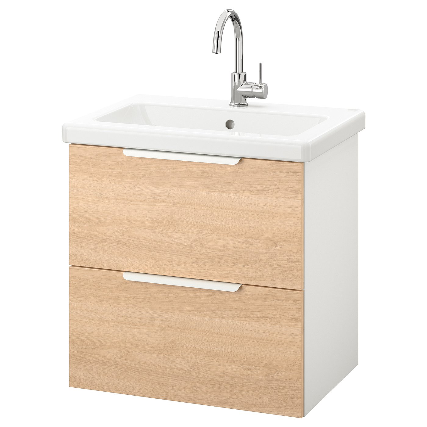 ENHET / TVÄLLEN Sink cabinet with 2 drawers, oak effect/white Glypen  faucet, 251/2x191/8x26" - IKEA