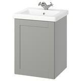 ENHET / TVÄLLEN Wash-stnd w door/wash-basin, gray/gray frame, 19 5/8x19 1/8x26 "