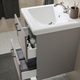ENHET / TVÄLLEN Wash-stnd w drawers/wash-basin, gray/gray frame, 19 5/8x19 1/8x26 "