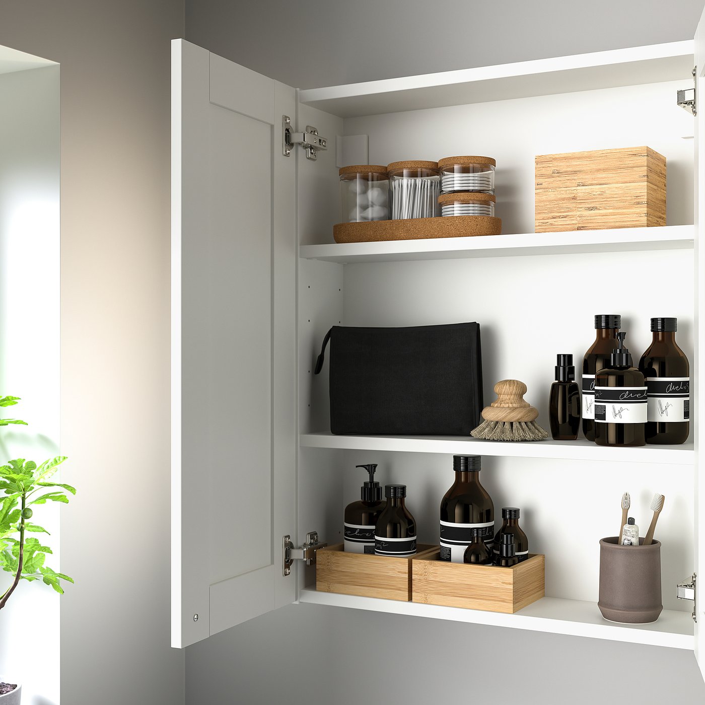 ENHET wall cabinet/2 door, white/white frame, 24x63/4x30