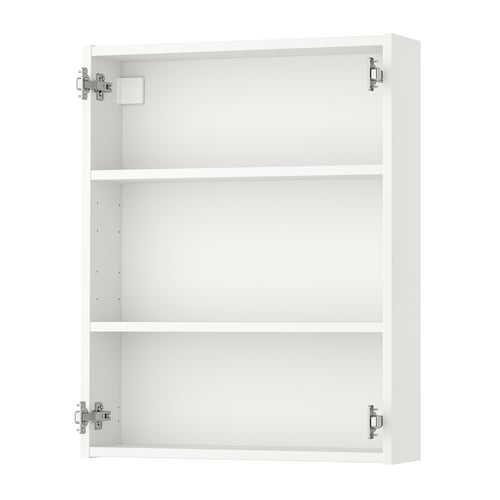 White ENHET wall cabinet, minimalist design, three shelves, simple assembly.