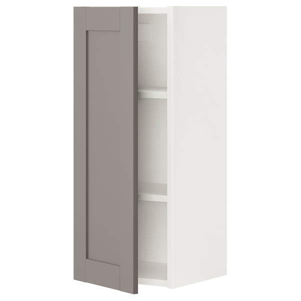 ENHET Wall cb w 2 shlvs/door, white/gray frame, 12x12 3/4x30 "