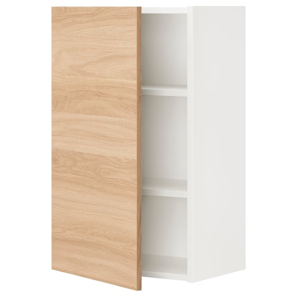 ENHET Wall cb w 2 shlvs/door, white/oak effect, 18x12 3/4x30 "