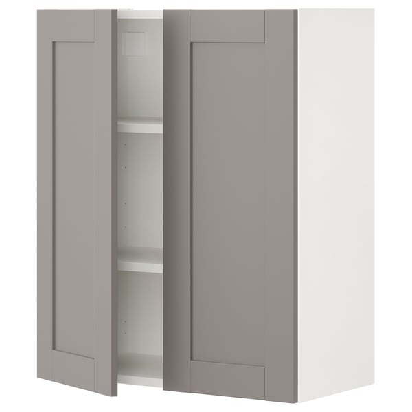ENHET Wall cb w 2 shlvs/doors, white/gray frame, 24x12 3/4x30 "