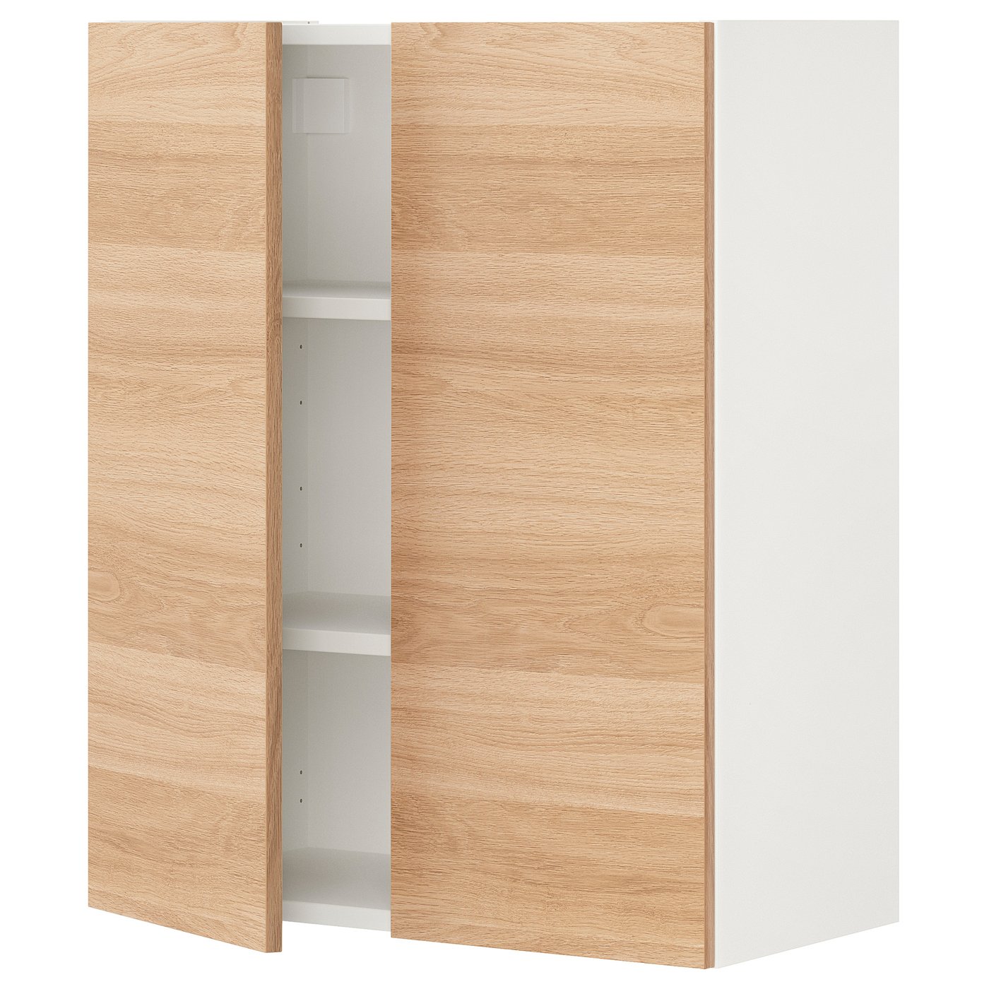 ENHET wall cb w 2 shlvs/doors, white/oak effect, 24x123/4x30