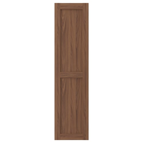 Brown ENKÖPING wood-grain cabinet door with rectangular panel.