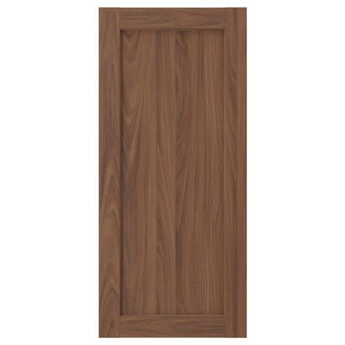 ENKÖPING brown walnut cabinet door, wood-like foil, rectangular with simple frame.