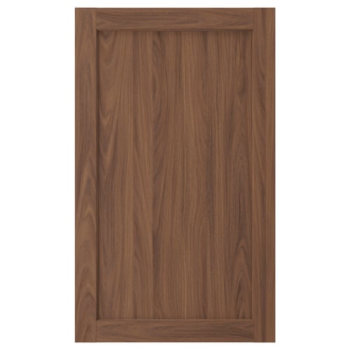 ENKÖPING walnut cabinet door with brown wood grain texture, four-sided frame, smooth surface.