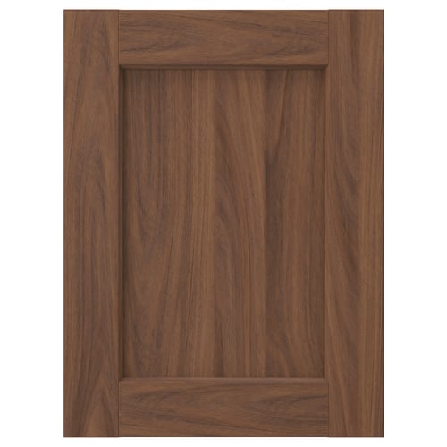 ENKÖPING brown walnut cabinet door, rectangular with subtle grain foil, durable and easy to clean.