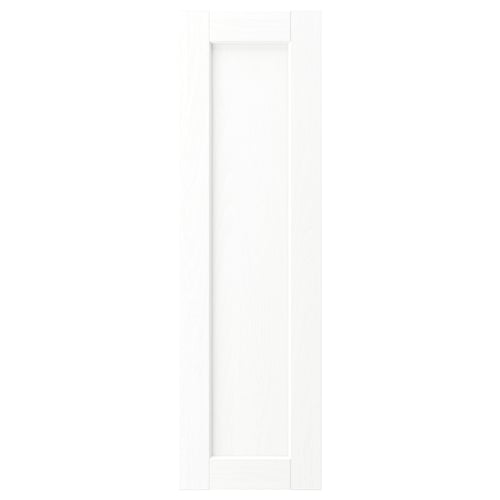 White ENKÖPING cabinet door, rectangular with vertical lines, made of fibreboard and plastic foil, classic design.