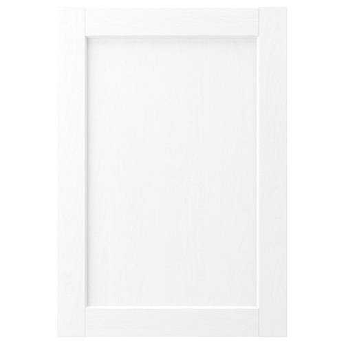 White ENKÖPING cabinet door with subtle grain texture, rectangular shape, and simple frame design.