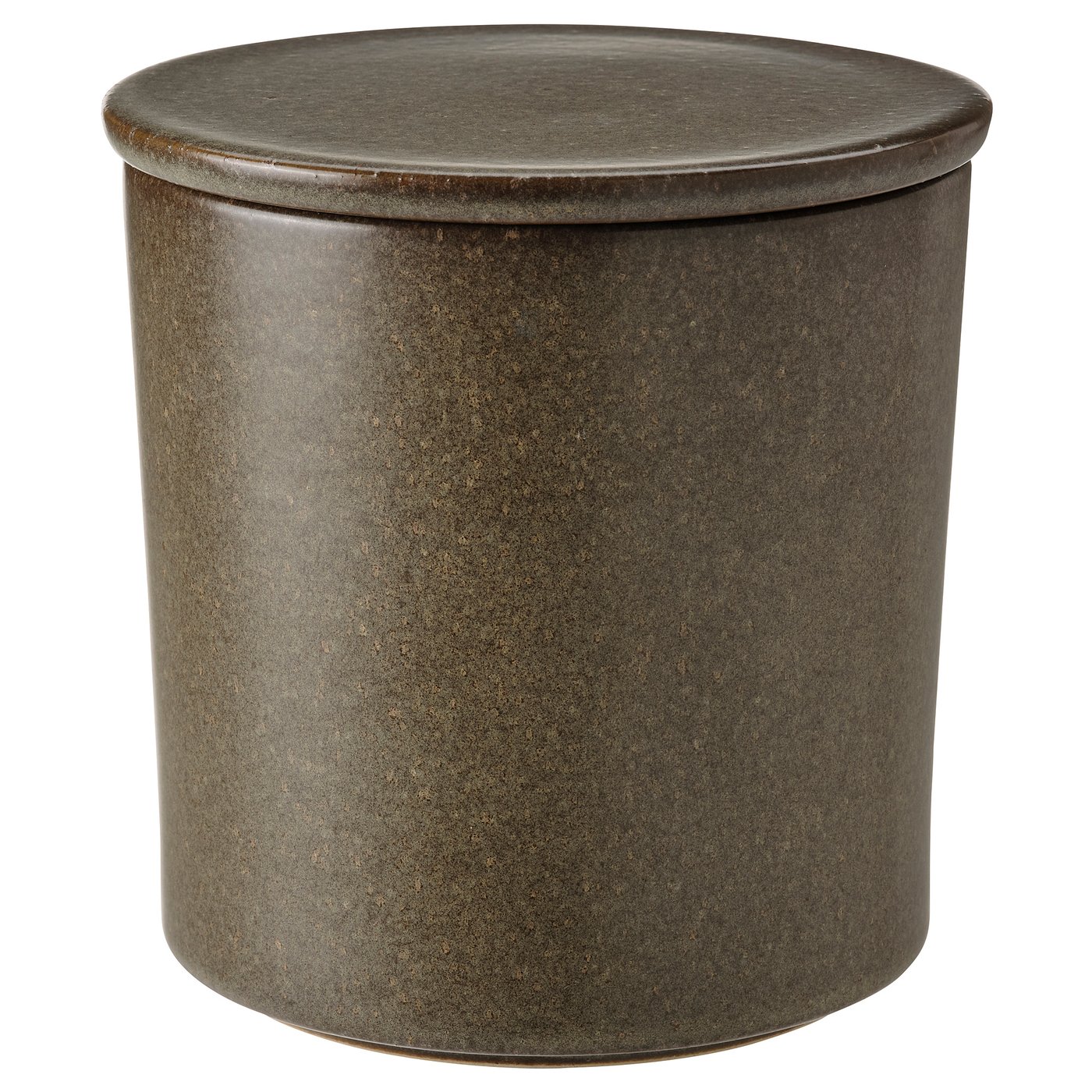 ENSTAKA scented candle in ceramic jar w lid, Bonfire/gray, 60 hr IKEA