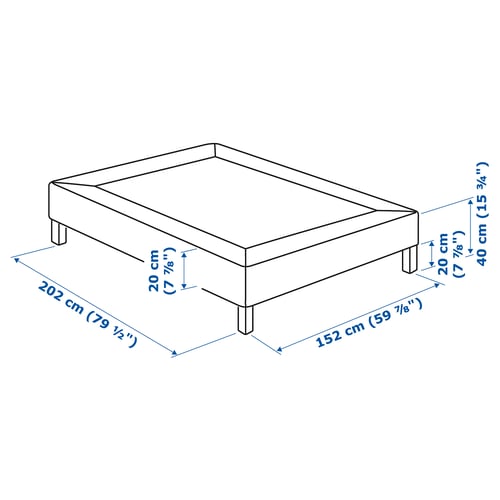 ESPEVÄR Slatted mattress base with legs, dark gray, Queen IKEA
