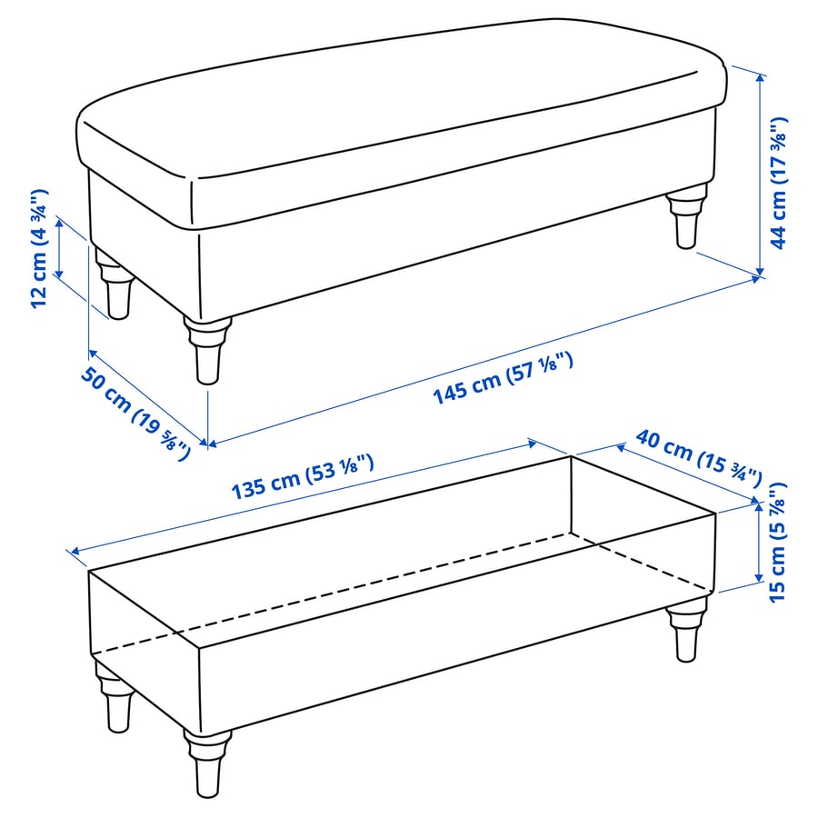 ESSEBODA bench with storage, Tallmyra/blue birch IKEA