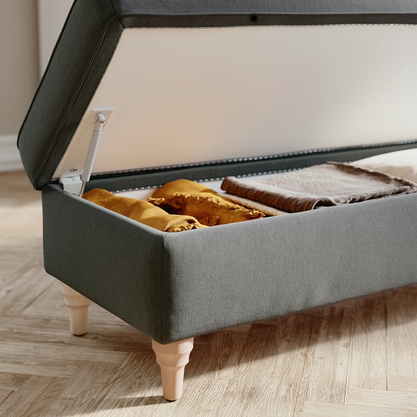 ESSEBODA Bench with storage, Tallmyra/medium gray birch