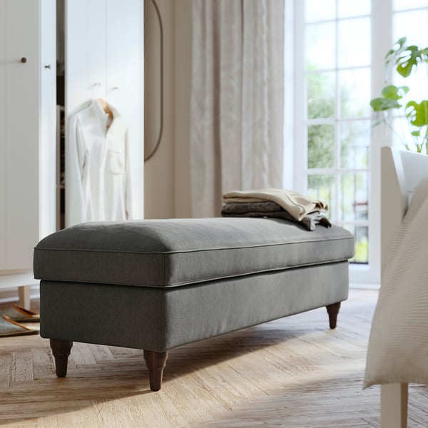 ESSEBODA Bench with storage, Tallmyra medium gray/brown