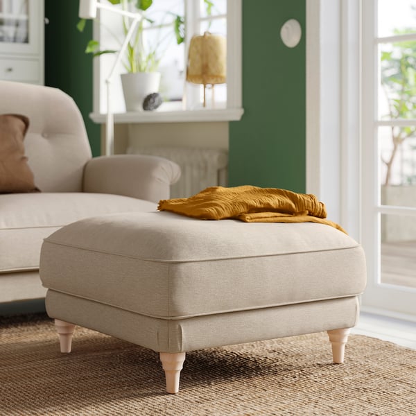 ESSEBODA Ottoman, Knäbäck/light beige birch