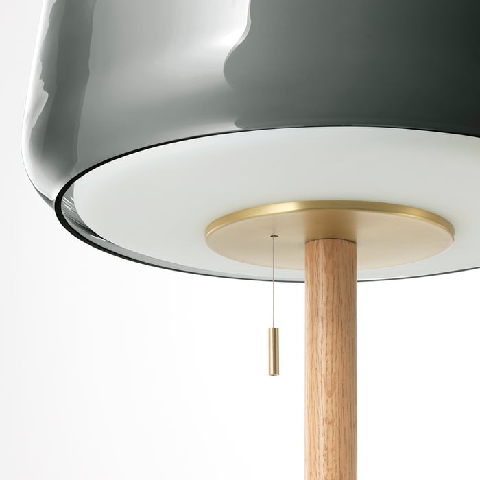 EVEDAL Floor lamp with LED bulb, marble gray, gray - IKEA