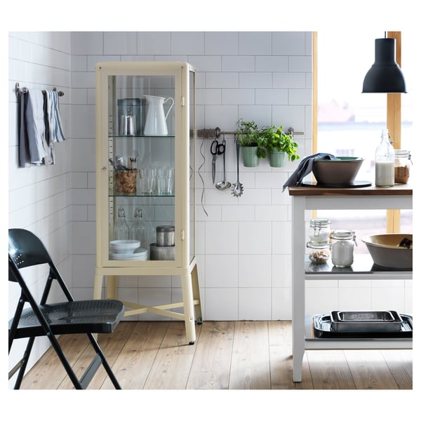 Fabrikor Glass Door Cabinet Beige Ikea