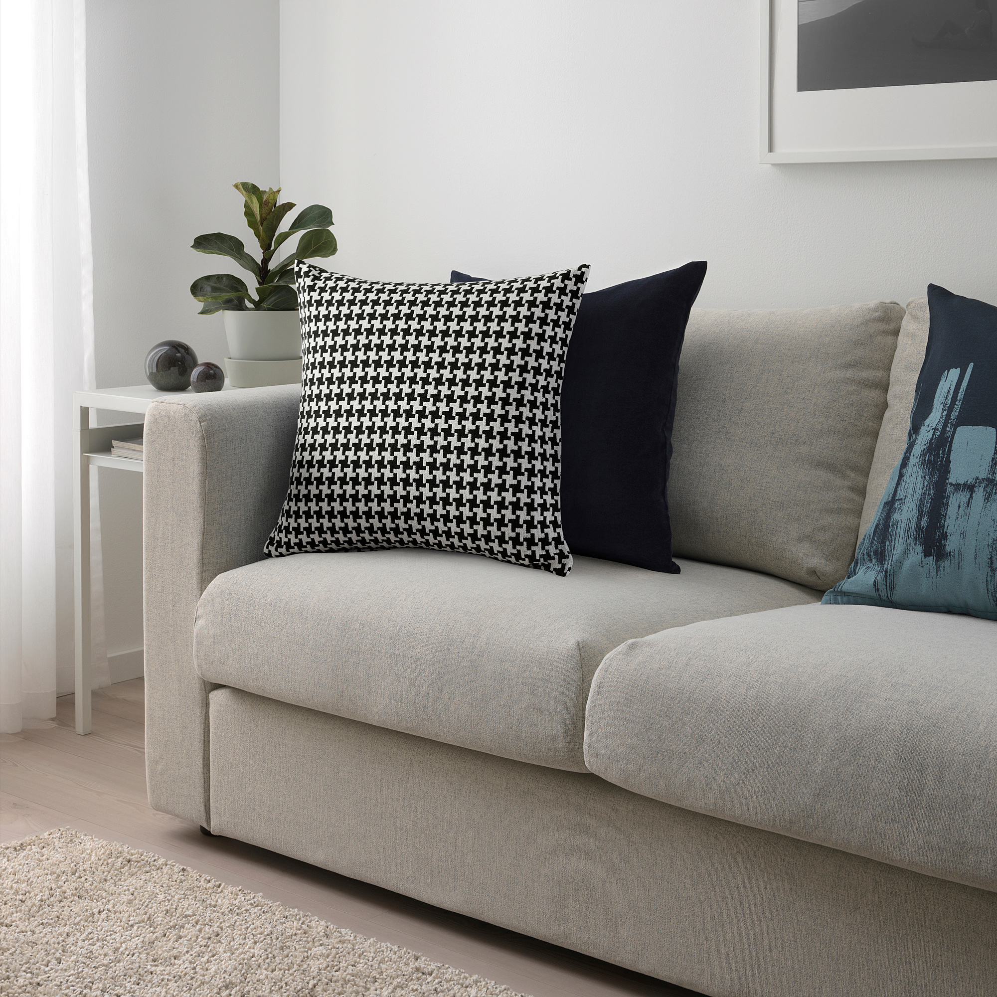 FÄLTNOCKA Cushion cover, dark green/white, 20x20 " IKEA