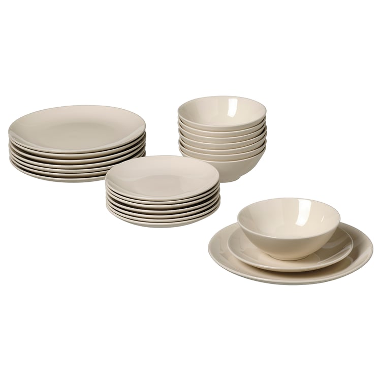 FÄRGKLAR 24piece dinnerware set, glossy beige IKEA