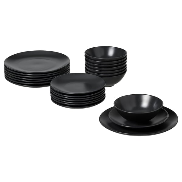 FÄRGKLAR 24piece dinnerware set, matte dark gray IKEA