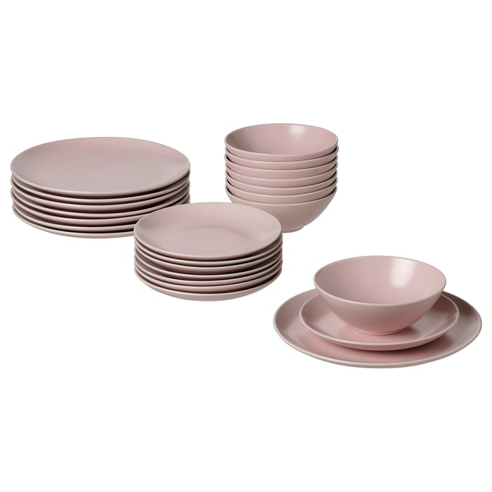 FÄRGKLAR 24piece dinnerware set, matte green IKEA