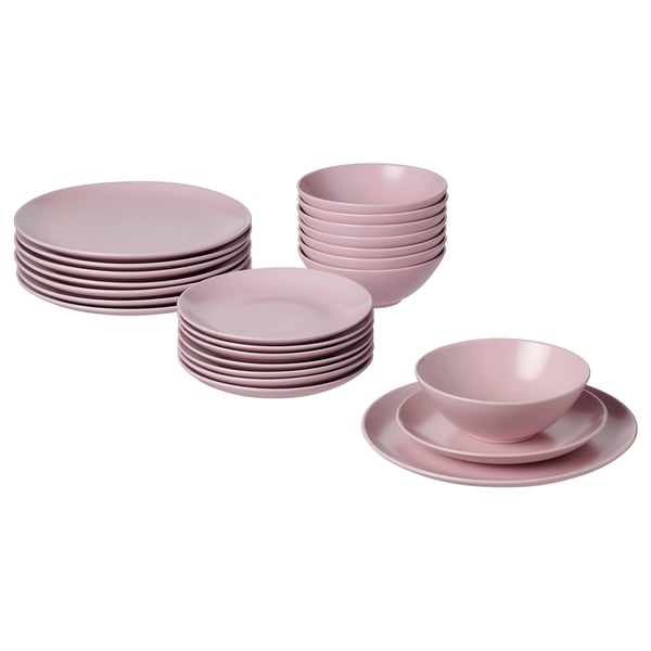 FÄRGKLAR 24piece dinnerware set, matte light pink IKEA
