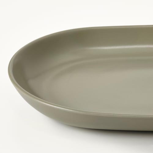 FÄRGKLAR serving plate, matte green, 14x9" IKEA