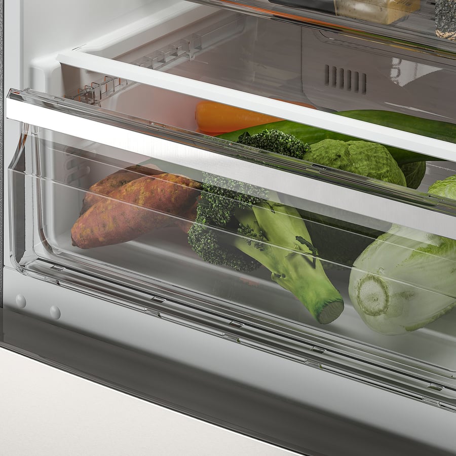 FÄRSKHET bottomfreezer refrigerator, stainless steel color, 10.4 cu.ft