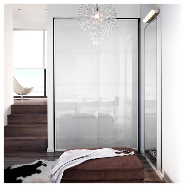 Farvik Pair Of Sliding Doors White Glass Ikea