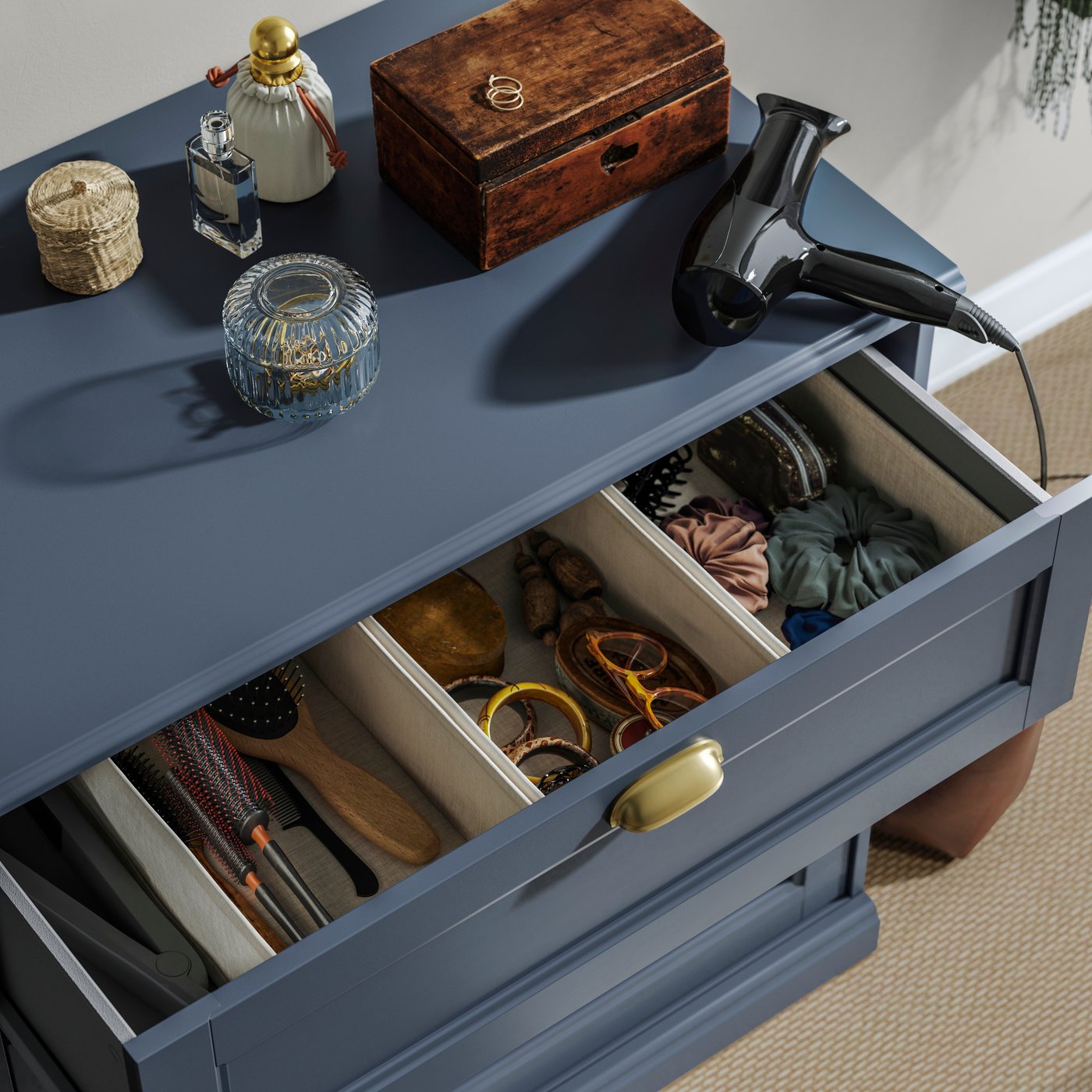 FÅGELFJÄLLET Dark Gray-Blue 3-Drawer Dresser - IKEA