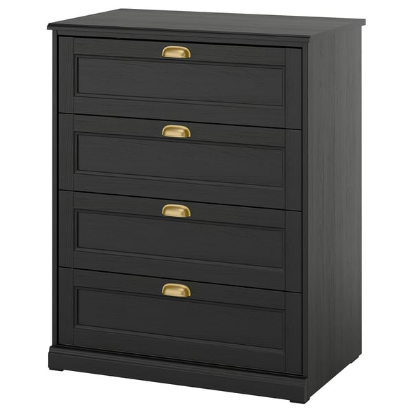 FÅGELFJÄLLET 4-drawer dresser, black oak effect, 32 1/4x20 1/8x39 3/4 "